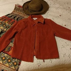 DONATING SOON! Orange corduroy jacket